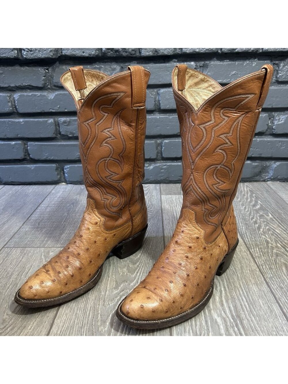 Custom Vintage Unbranded Full Quill Ostrich Western Cowboy Boots Mens 10 D